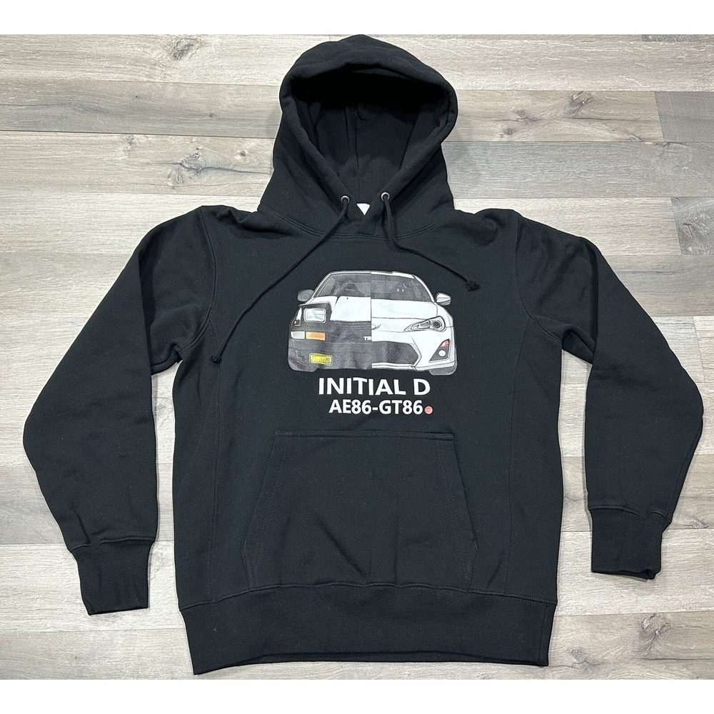 Initial D Men's Black Long Sleeve Hoodie AE86-GT86 - Size M - Picture 1 of 11